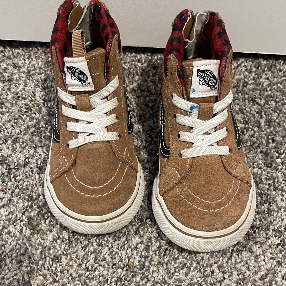 Vans Kids Brown and White High-Top Sneakers